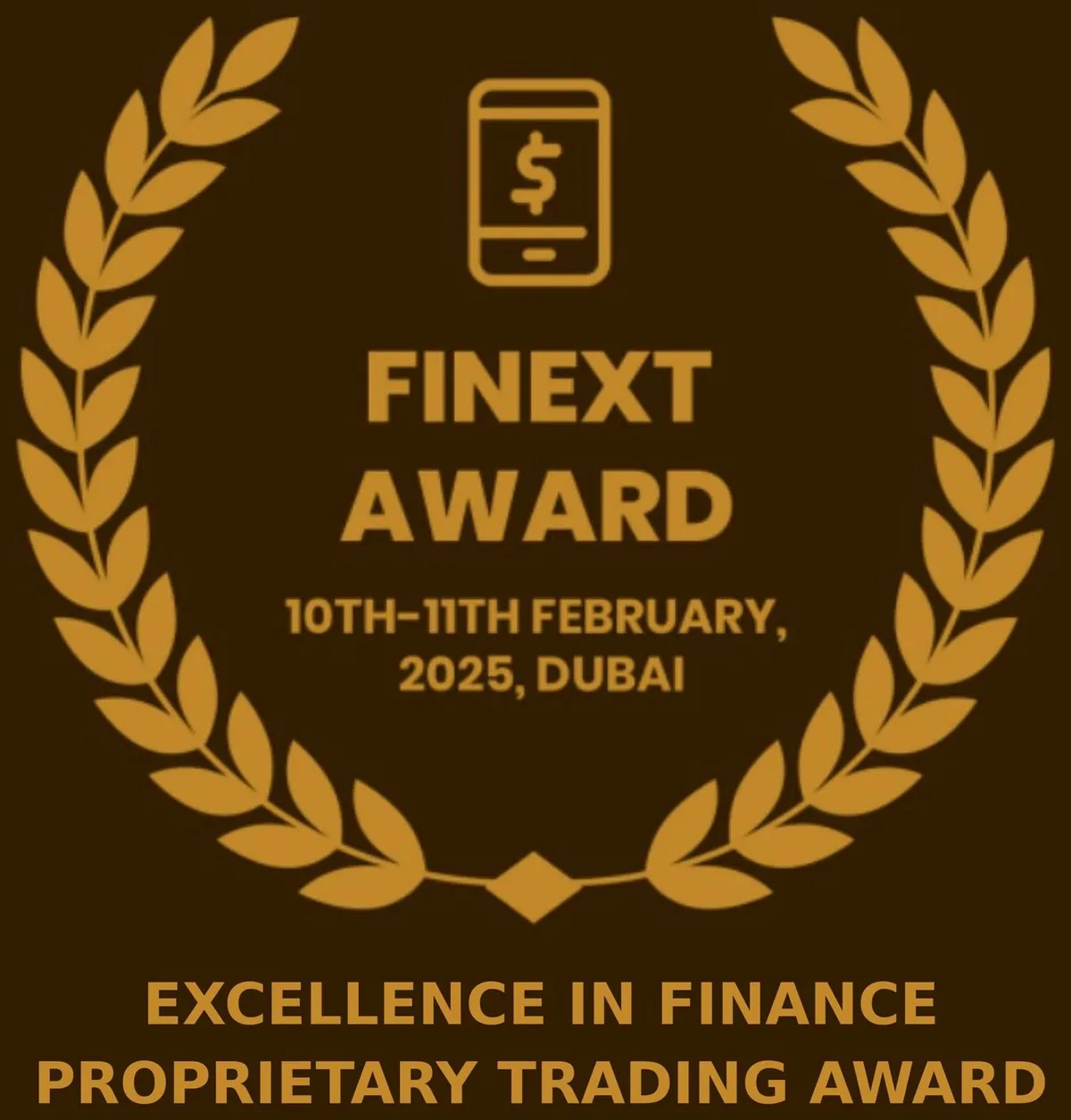 FINEXT Award - Excellence in Finance - Proprietary Trading, Dubai, Feb 2025, awarded to SFX Funded